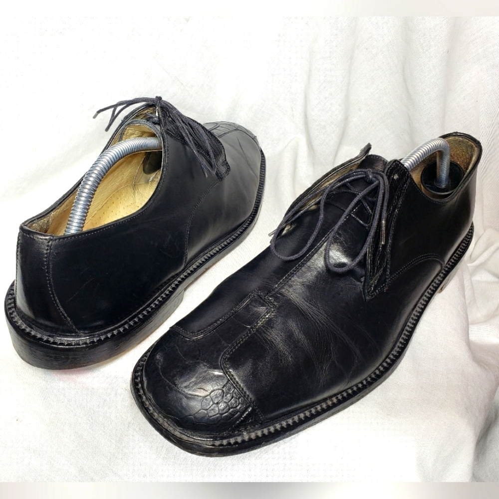 Belvedere Genuine Ostrich Black Oxford Shoes Sz 10.5 M